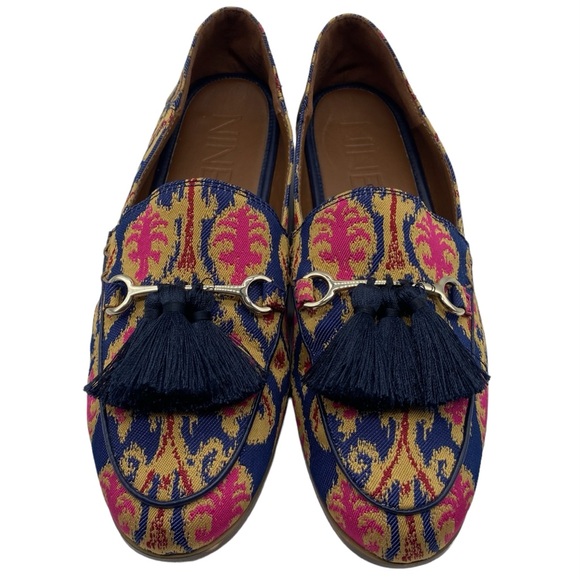 Nine West Womens Loafers Size 6 Blue Pink Slip On Tassel Tapestry Feminine Flats - Picture 5 of 13